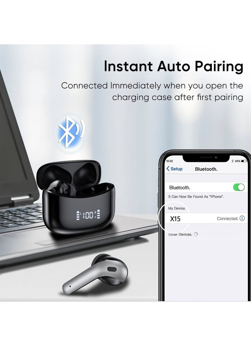 True Wireless Earbuds Bluetooth Earphones 60H Playback Noise Cancelling with Wireless Charging Case in-Ear Stereo Wireless Earphones Built-in Mic LED Display IPX7 Waterproof Sport Headphones  - Image 5