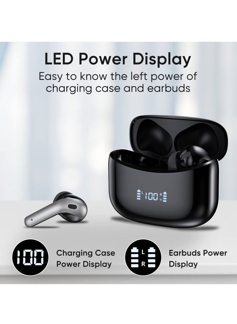 True Wireless Earbuds Bluetooth Earphones 60H Playback Noise Cancelling with Wireless Charging Case in-Ear Stereo Wireless Earphones Built-in Mic LED Display IPX7 Waterproof Sport Headphones  - Image 3