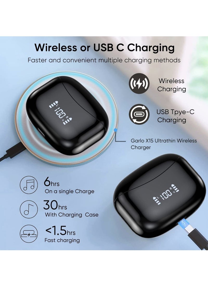 True Wireless Earbuds Bluetooth Earphones 60H Playback Noise Cancelling with Wireless Charging Case in-Ear Stereo Wireless Earphones Built-in Mic LED Display IPX7 Waterproof Sport Headphones  - Image 2