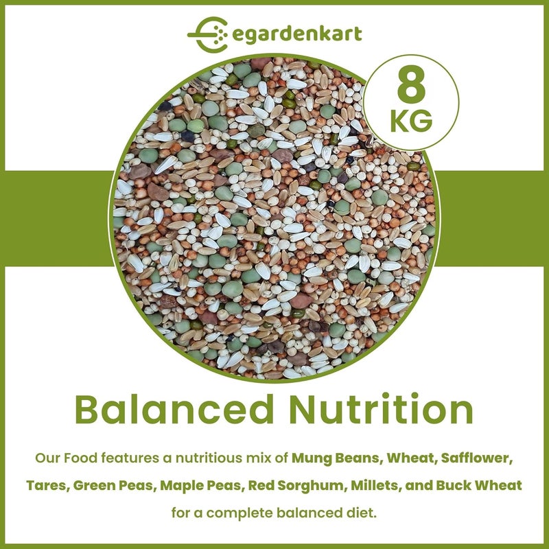Egardenkart خلطة طعام الطيور من Egardenkart® للحمام - 8 كجم، طعام الحمام | طعام طيور متميز للحمام المنزلي | خلطة بذور طيور مغذية كاملة للحمام، الحمام البري والطيور الكبيرة (8 كجم، حمام) - Image 2