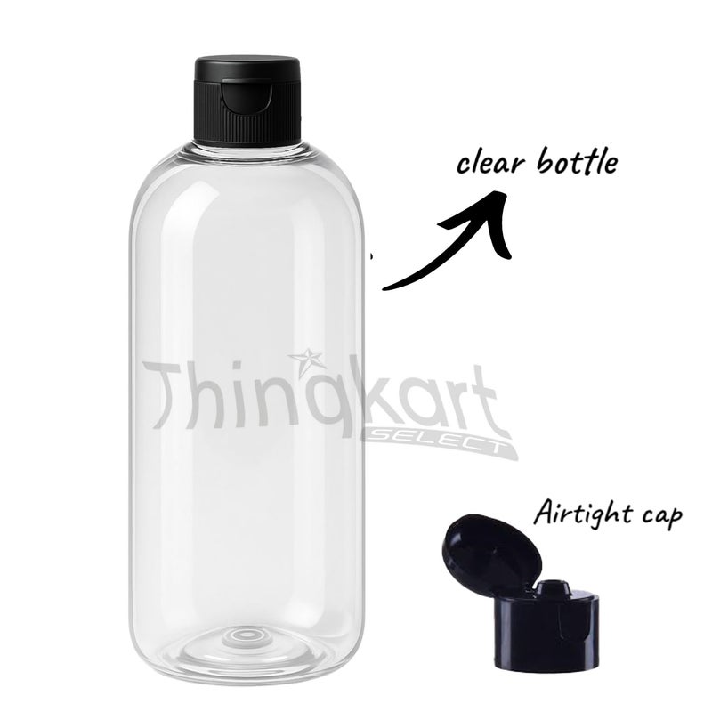 Thinqkart Select زجاجات بلاستيكية شفافة دائرية فارغة بسعة 500 مل مع غطاء قابل للفتح، زجاجات قابلة لإعادة التعبئة بحجم السفر، حاويات تجميلية للسفر، زجاجات ضغط مقاومة للتسرب لمنتجات العناية الشخصية، الشامبو (3) - Image 4