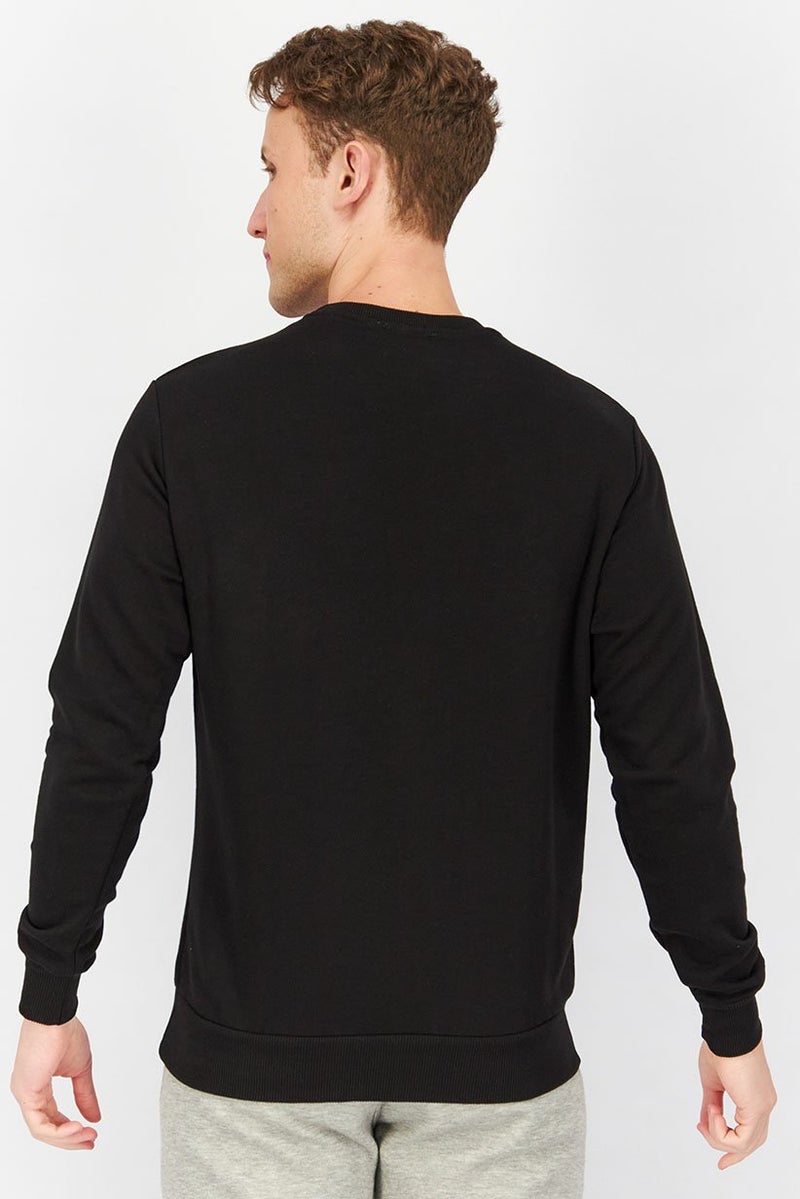 Baldinini Men Crew Neckline Graphic Long Sleeve Sweatshirt, Black - Image 3