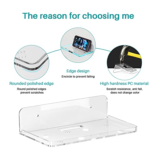 Liboer Wall Mount Floating Shelves for 2 Pcs Security Camera Shelf Mini Speaker Other Small Items in Bedroom Bathroom Kitchen Living Room Clear Mini Shelf Flexible Use for Wall Space(L) - Image 4
