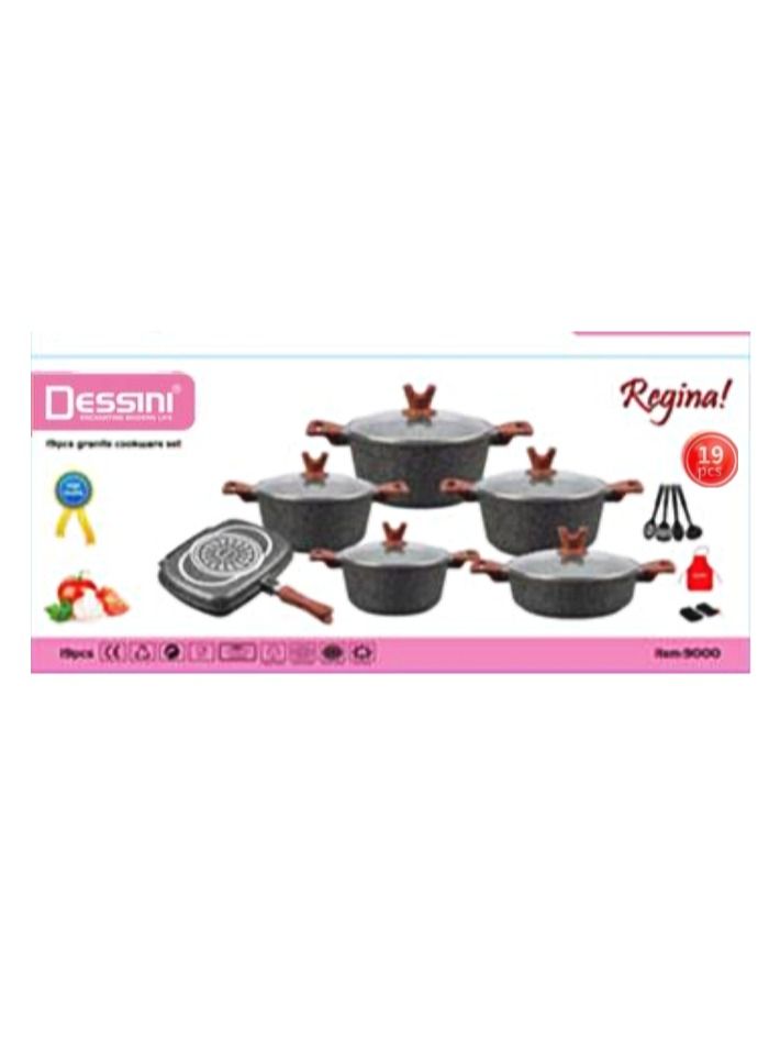 ديسيني 19 قطعة مجموعة تجهيزات المطابخ المطابخ المطلية بالجرانيت - Image 3