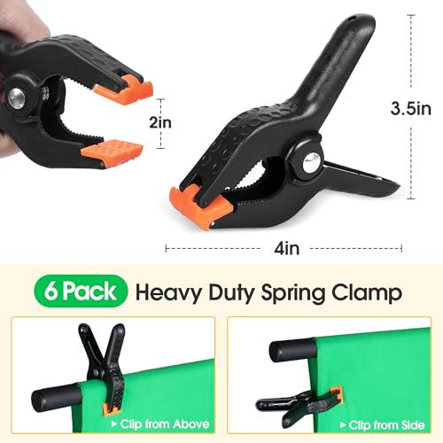 Surprizo Green Screen Backdrop with Stand, 8x7.2ft Portable Greenscreen Background with Stand, T-Shape Green Screen Stand kit with 6 Spring Clamps, Sandbag, Carry Bag for Zoom, Video - Image 5