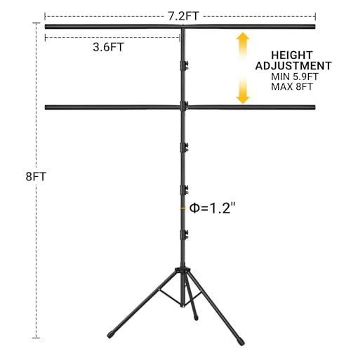 Surprizo Green Screen Backdrop with Stand, 8x7.2ft Portable Greenscreen Background with Stand, T-Shape Green Screen Stand kit with 6 Spring Clamps, Sandbag, Carry Bag for Zoom, Video - Image 2