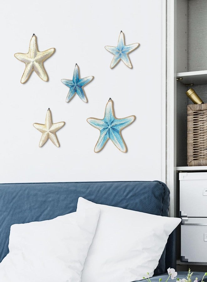 Putuo Decor Blue and White Starfish Beach Wall Décor Set 5 Piece Nautical Hanging Decor for Coastal Homes, Bathrooms, Poolside Spaces - Image 5