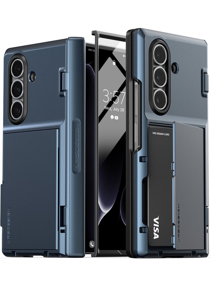 VRS Design Terra Guard Modern GO 360 Samsung Galaxy Z Fold 7 Case Cover Wallet (2025) with [2 Card Holder] Compartment [Built-in Screen Protector] & Hinge Protection - Ice Blue - Image 1