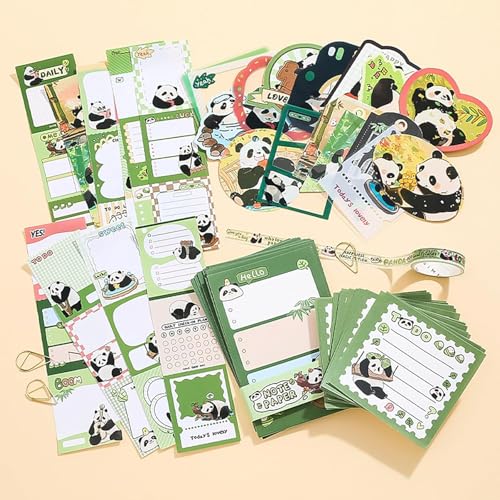 ATIRAMANIYA 346pcs Vintage Scrapbook Kit Aesthetic Junk Journal Set with Stickers, Washi Tape, A6 Notebook & Decorative Paper, All-in-One Scrapbook Kit Stationery (Panda) - Image 5