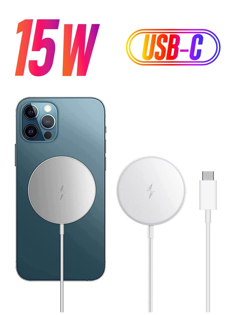 Magnetic Wireless Charger,15W Fast Wireless Charging Compatible with Mag-Safe Charger for iPhone 12/12Pro/12 Pro Max/12Mini/iPhone 13/13Mini/13Pro/ 13 Pro Max/iPhone 14/14Plus/14Pro/14 Pro Max  - Image 1