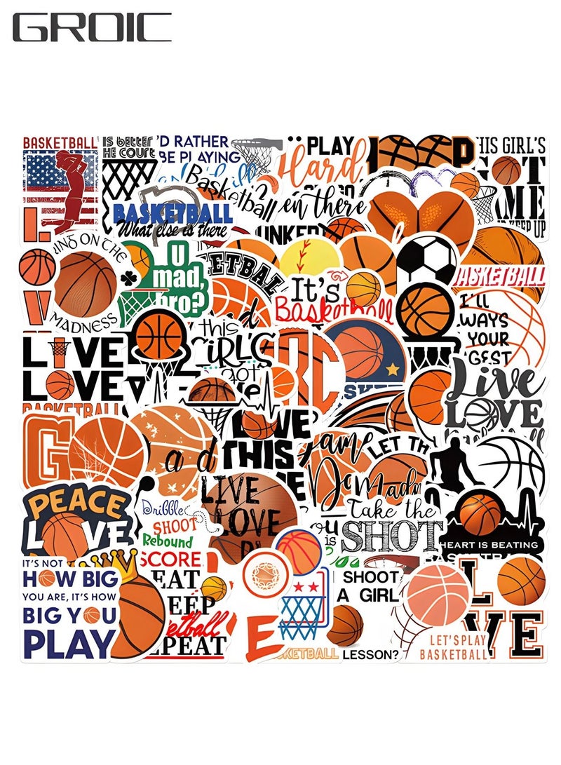 GROIC Backetball Stickers, 50PCS Motivational Water Bottle Waterproof Cool Stickers Scrapbook Laptop Skateboard Journal Bicycle DIY Decals - Image 1