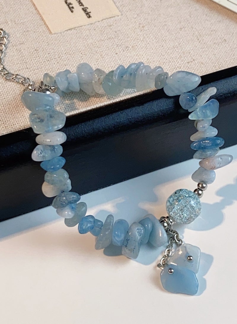 Mark Fairwhale Sea Blue Camellia Flower Natural Shell Hand String  - Image 2
