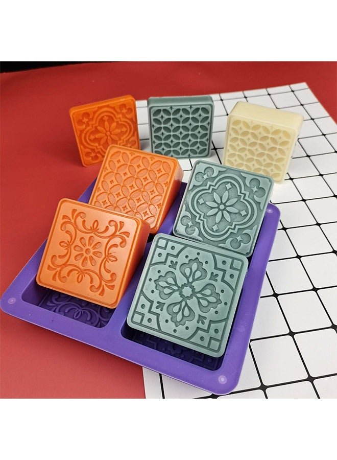 4-Cavity Flower Shaped Silicone Baking Mold Blue 17.2 x17.2cm - Image 3