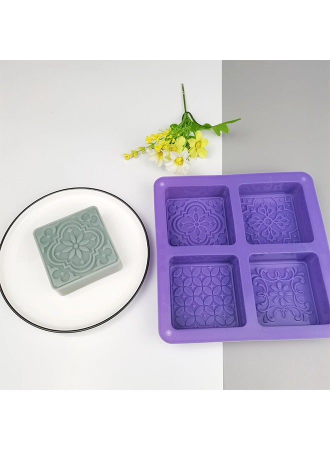 4-Cavity Flower Shaped Silicone Baking Mold Blue 17.2 x17.2cm - Image 2