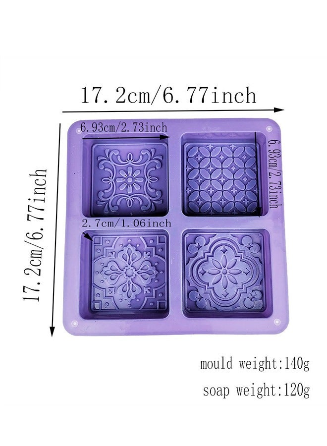 4-Cavity Flower Shaped Silicone Baking Mold Blue 17.2 x17.2cm - Image 4