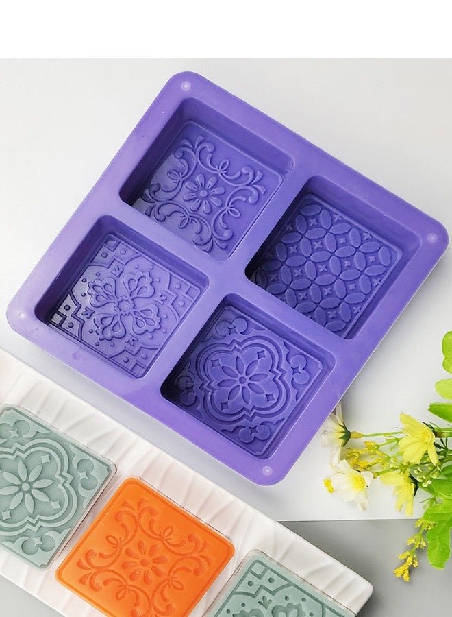 4-Cavity Flower Shaped Silicone Baking Mold Blue 17.2 x17.2cm - Image 1