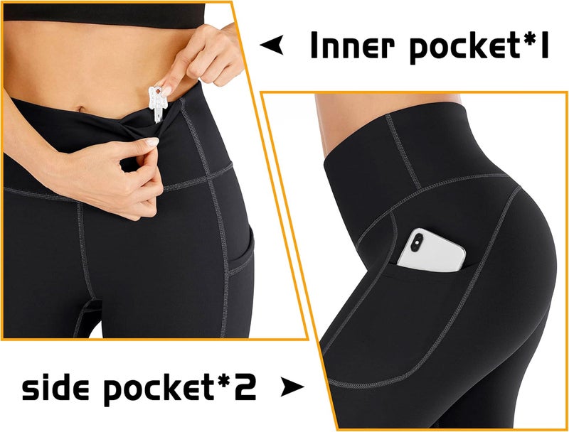 IUGA High Waisted Yoga Pants for Women with Pockets Capri Leggings for Women Workout Leggings Yoga Capris - Image 4