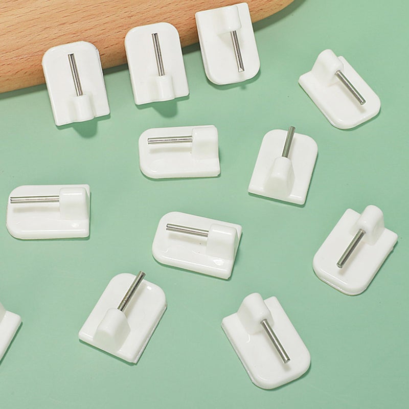 White No Punch Wall Hooks Adhesive Hangers for Kitchen Bathroom Living Room Bedroom - Image 4