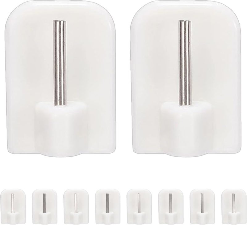 White No Punch Wall Hooks Adhesive Hangers for Kitchen Bathroom Living Room Bedroom - Image 1
