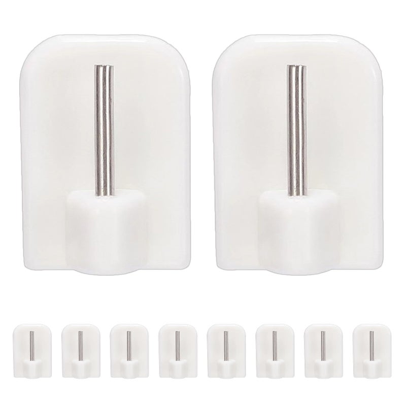 White No Punch Wall Hooks Adhesive Hangers for Kitchen Bathroom Living Room Bedroom - Image 2