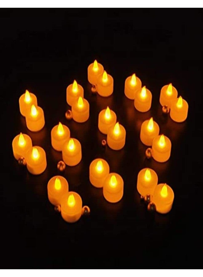 PARTISH 24 Pcs LED Tea Light Candles | Flameless, Smokeless Diyas | Decorative Acrylic Candles for Navratri Decoration Setup for Home, Home Decor, Diwali, Deepawali, Festival Gifting (Yellow) - Image 1