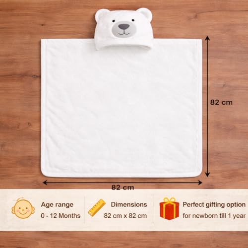 BRANDONN New Born Baby Blanket Pack of Super Soft Bathrobe Wrapper Bath Towel for Boys, Girls, Babies (White Dog, Length 82 cm x Width 82 cm, 0-12 Months) - Image 4