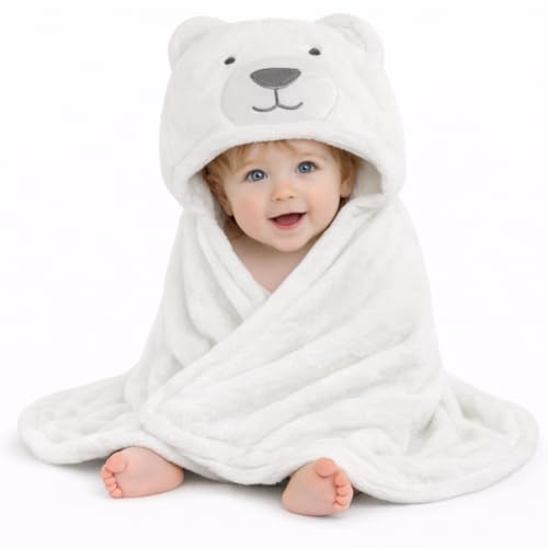 BRANDONN New Born Baby Blanket Pack of Super Soft Bathrobe Wrapper Bath Towel for Boys, Girls, Babies (White Dog, Length 82 cm x Width 82 cm, 0-12 Months) - Image 1