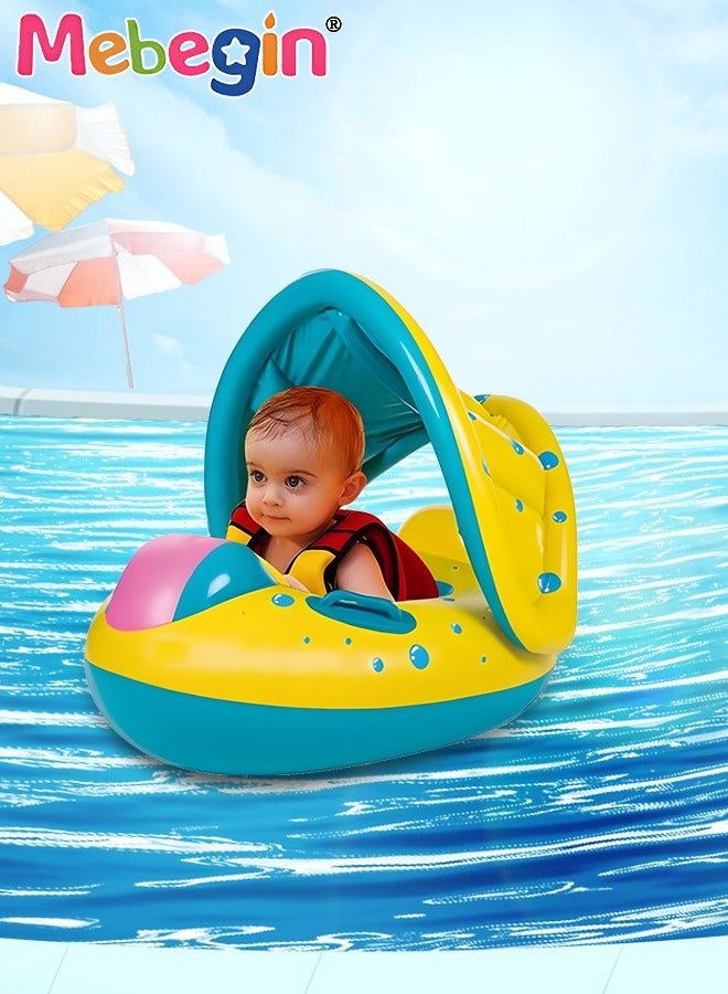 MEBEGIN Baby Swimming Float with Sun Canopy and Steering Wheel, Inflatable Pool Float, Creative Float with Safety Seat, Comfortable Durable Floaty, Fun Water Toys for Kids, Suitable for Family Swimming Pools, Outdoor Trips, Lakes and Beaches - Image 4
