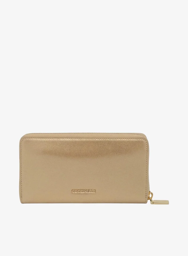 Coccinelle Gold C-Me Zip Around Continental Wallet for Women | Best Price UAE