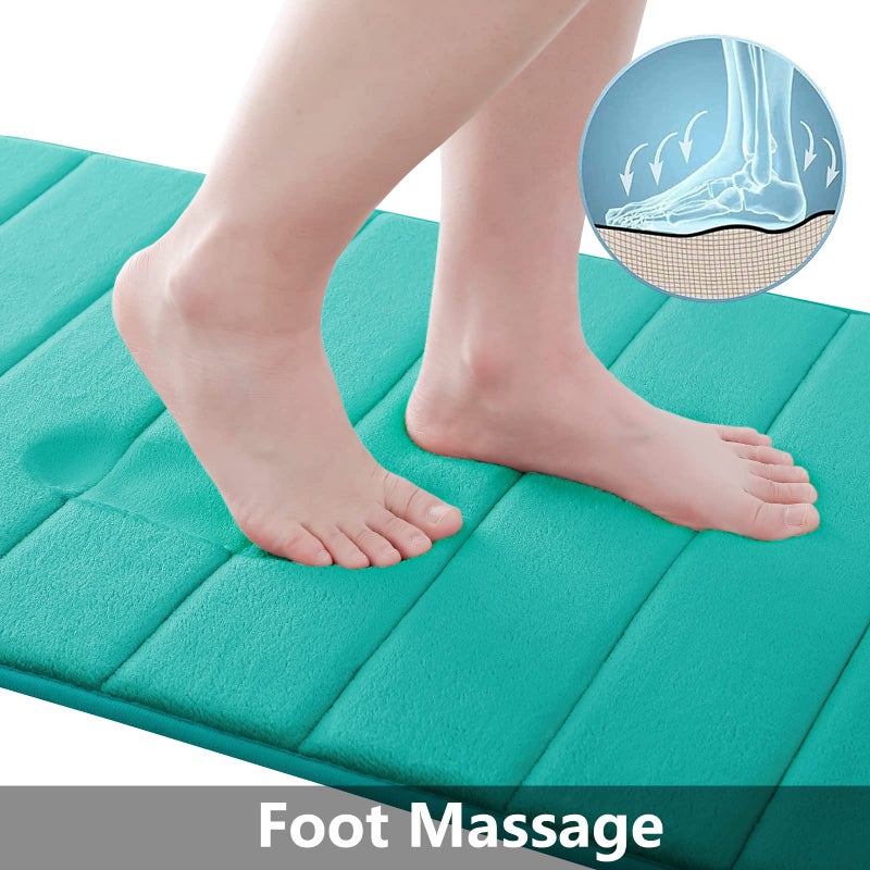 Buganda Memory Foam Bath Mat, 24" x 16", Ultra Soft and Non-Slip Bathroom Rugs, Water Absorbent and Machine Washable Bath Rug for Bathroom, Shower, and Tub, Teal - Image 2