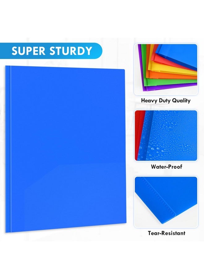 Officygnet 6 Packs Plastic Folders With Pockets And Prongs Fastener, Bulk Multicolor 2 Pocket Folders, Heavy Duty File Folders For Office School Supplies, Two Pocket Folders For Letter Size Sheets  - Image 3