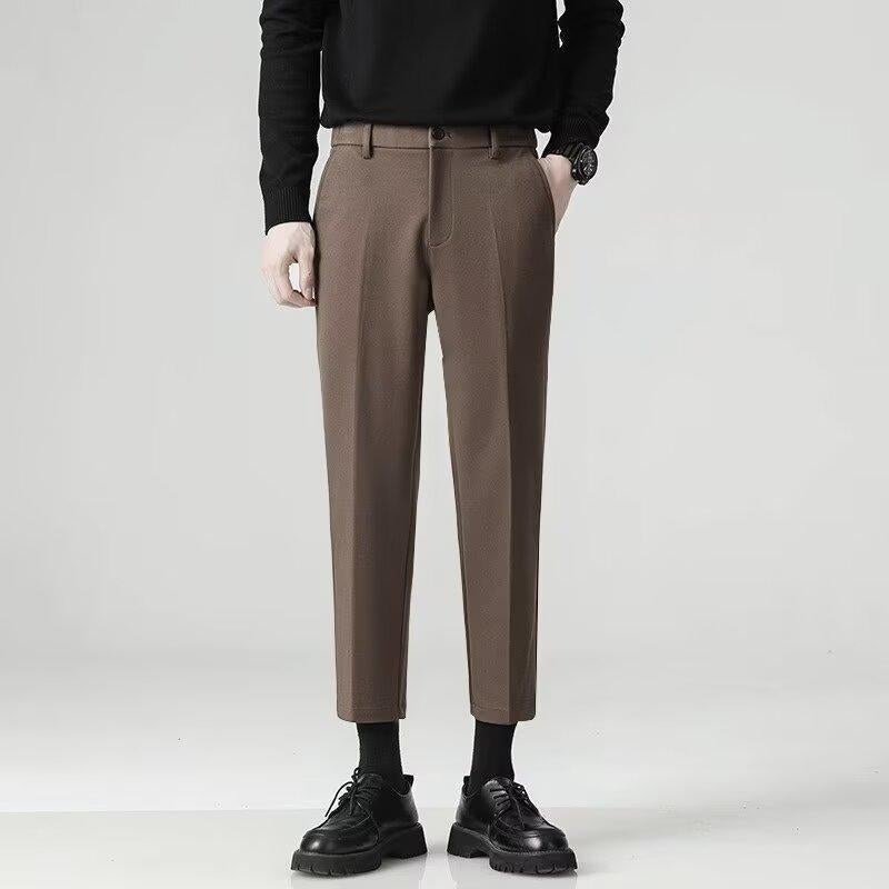 [ Direct Supply Million ] Thickened Straight Slim-Fit Leggings Grey Casual Cropped Pants - Image 1