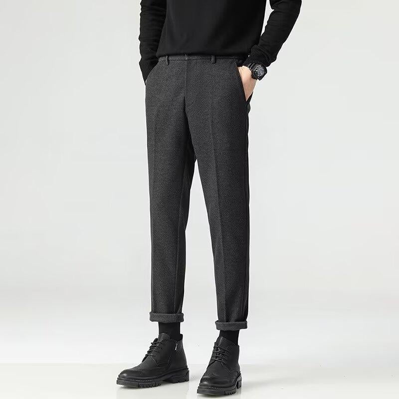 [ Direct Supply Million ] Thickened Straight Slim-Fit Leggings Grey Casual Cropped Pants - Image 2