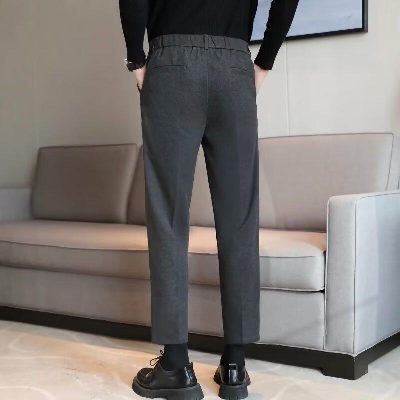 [ Direct Supply Million ] Thickened Straight Slim-Fit Leggings Grey Casual Cropped Pants - Image 5
