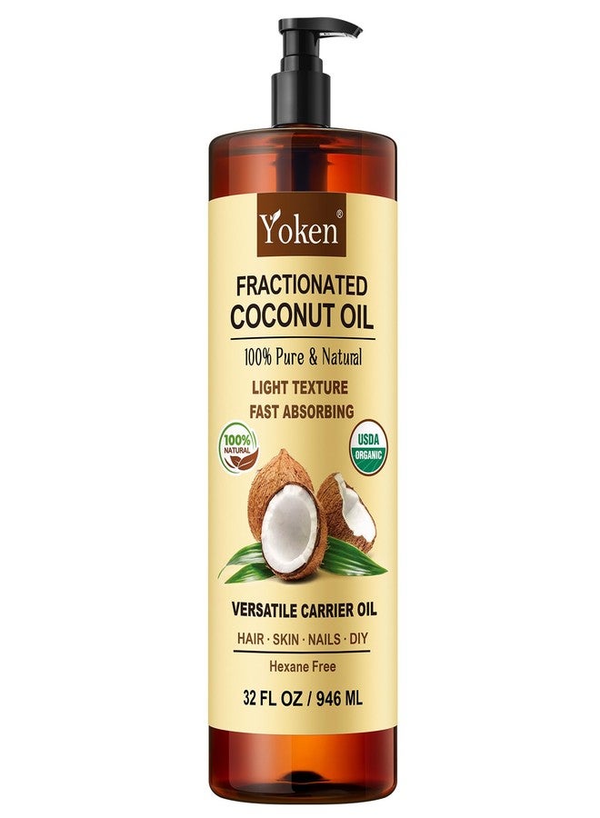 Yoken Organic Fractionated Coconut Oil, 32 Fl Oz, USDA Certified Liquid Coconut Oil for Hair & Body, Carrier Oil for Essential Oils, Unscented, Hexane Free - Image 1