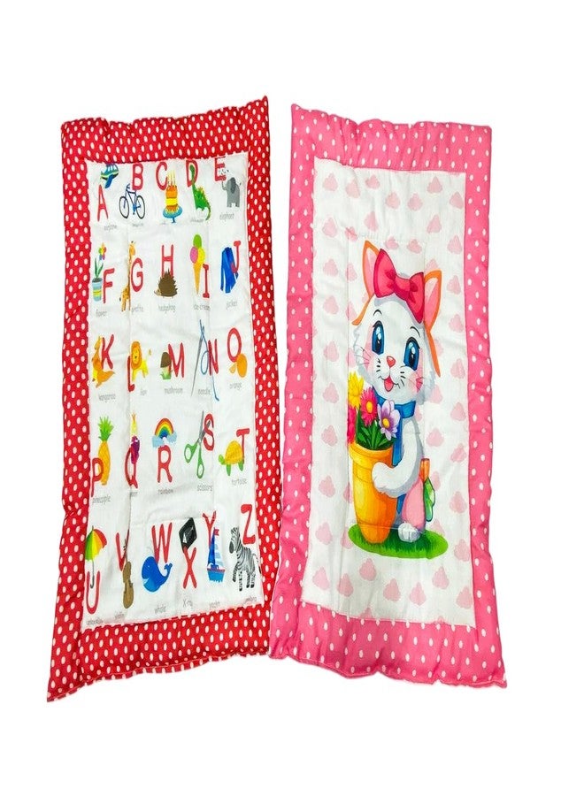 RUMPES New Born Baby Godadi Set Soft Cotton Baby godi | Godari | Baby Bedding Sheet | Crib Sheet | Cartoon Mats Baby Bed (Pack of 2) (RED,Pink) - Image 1