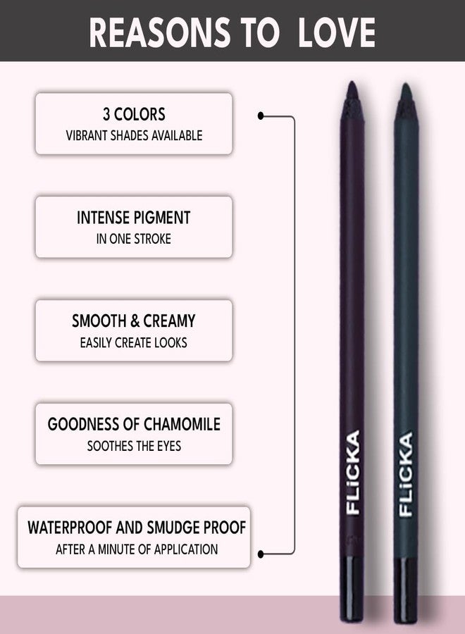 FLiCKA Keep It Bold Kajal | Waterproof, Smudgeproof, Intense Kajal, Long-lasting Formula upto 18hrs, 01 Dark Green 1.2 g - Image 5