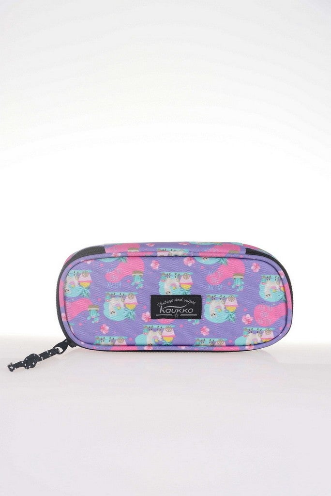 KAUKKO Nature Special Compartmented Junior Bag Pencil Bag Lama Purple (K2331)  - Image 1