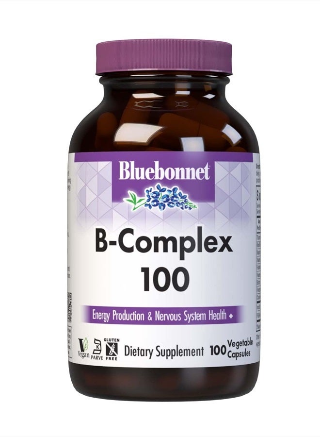 Bluebonnet Nutrition B Complex, Complete Full Spectrum, Vitamin B6, B12, Biotin, Folate, Vegan, Vegetarian, Gluten, Soy & Milk Free, Kosher, 100 Count - Image 1