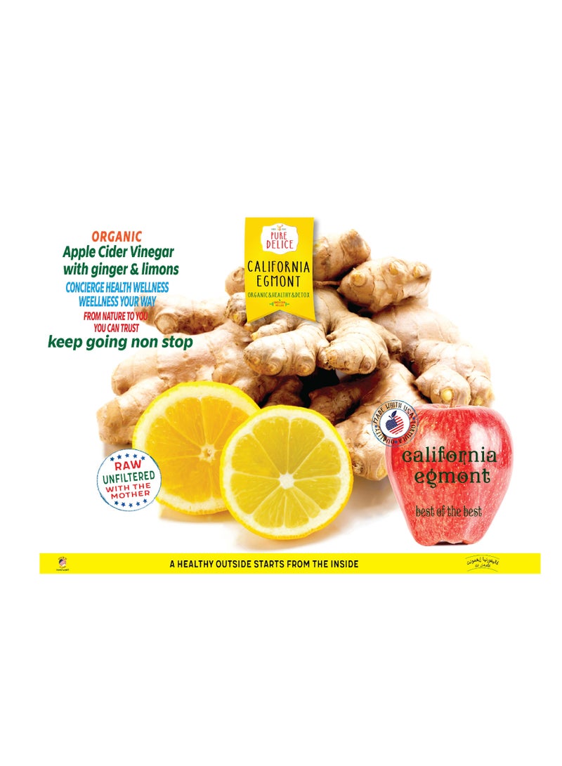 CALIFORNIA EGMONT Apple Cider Vinegar with Ginger and Lemon Organic Fermented California Egmont - 946ml - Image 3