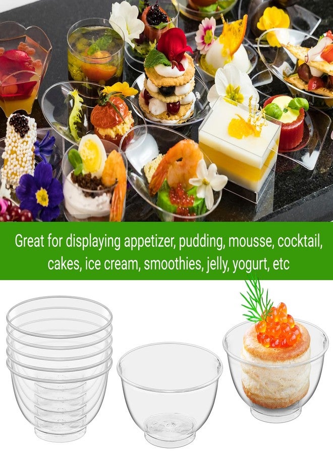 TOFLEN 100ct 2 oz Mini Round Dessert Cups, Clear Reusable Tiny Small Party Serving Cups for Appetizers, Dips, Desserts, Trifle, Hors D'oeuvres Bowls - Image 4