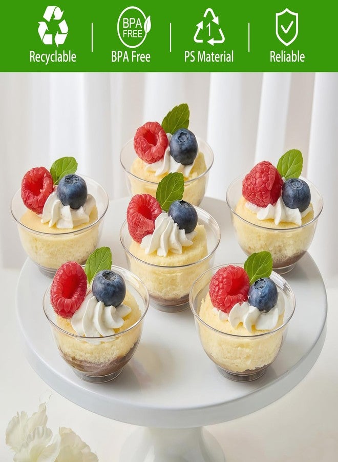 TOFLEN 100ct 2 oz Mini Round Dessert Cups, Clear Reusable Tiny Small Party Serving Cups for Appetizers, Dips, Desserts, Trifle, Hors D'oeuvres Bowls - Image 3