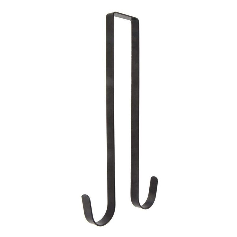 Norgail 12 Inch Double Sided Wreath Hanger  Over The Door Metal Hook for Christmas  Holds 2 Wreaths  Premium Sturdy Black Metal