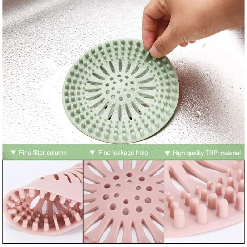 HETNIT 5 Pack Drain Hair Catcher for Bathroom | Shower Drain Covers | Sink Drain Hair Catcher | No Slip Drain Cover Bathtub Hair Catcher | Drain Clog Remover Cleaner | | Silicone Drain Hair Catcher - Image 5