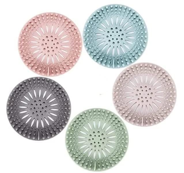 HETNIT 5 Pack Drain Hair Catcher for Bathroom | Shower Drain Covers | Sink Drain Hair Catcher | No Slip Drain Cover Bathtub Hair Catcher | Drain Clog Remover Cleaner | | Silicone Drain Hair Catcher - Image 1