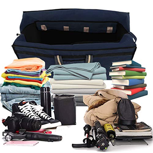 NISUN Canvas Large Strong Travel Luggage Duffel Storage Bag with Six Wheels & Front Transparent Pocket - Image 4