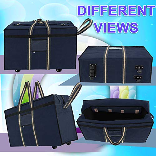 NISUN Canvas Large Strong Travel Luggage Duffel Storage Bag with Six Wheels & Front Transparent Pocket - Image 5