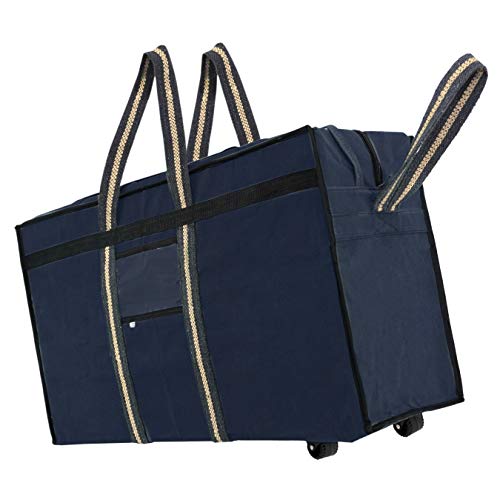 NISUN Canvas Large Strong Travel Luggage Duffel Storage Bag with Six Wheels & Front Transparent Pocket - Image 1