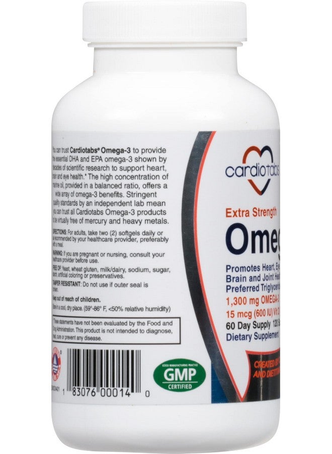 CardioTabs Omega-3 Extra Strength + Vitamin D3, Triglyceride Form, 1300 mg Omega-3, 600 DHA / 600 EPA, with 600 IU Vitamin D3 - Image 4