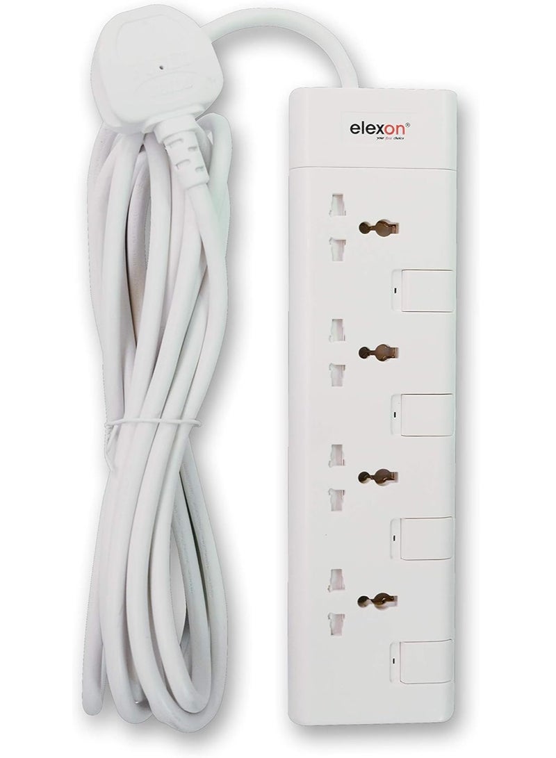 Elexon ESMA approved Universal Extension Strip Socket with 4 Way Plug 2 meter, Power Cord / Extension for Home, Office - Image 1